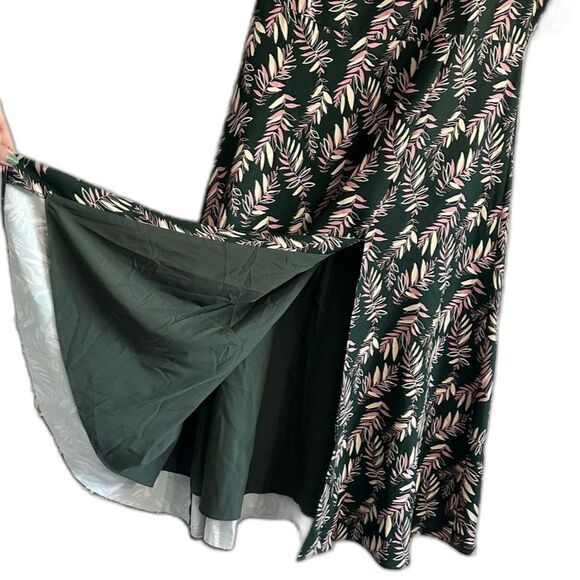 NWT Alexia Admor Veronica Dress Sz 12 Midi Mock Neck ALine Sleeveless Green Palm - Picture 9 of 10